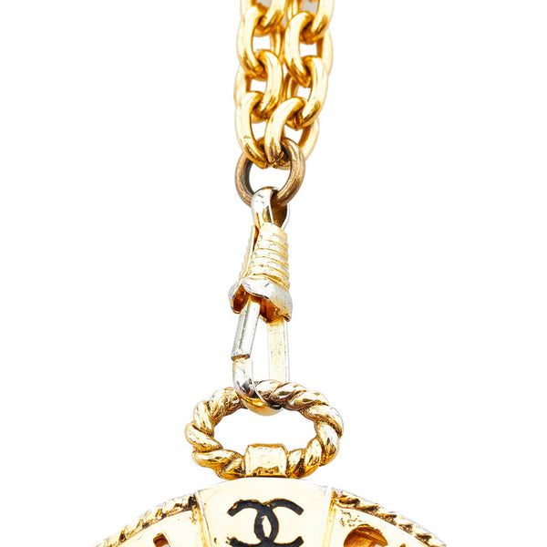 シャネル ヴィンテージ ココマーク ロゴラウンド ルーぺ ネックレス ゴールド メッキ ガラス レディース CHANEL 【中古】