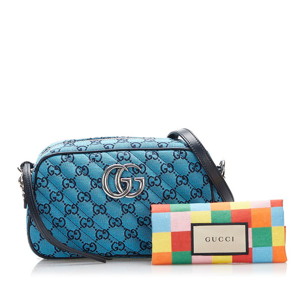 グッチ GGキャンバス マーモント チェーン ショルダーバッグ 447632 ブルー キャンバス レディース GUCCI 【中古】