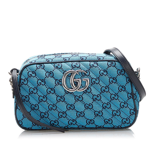 グッチ GGキャンバス マーモント チェーン ショルダーバッグ 447632 ブルー キャンバス レディース GUCCI 【中古】