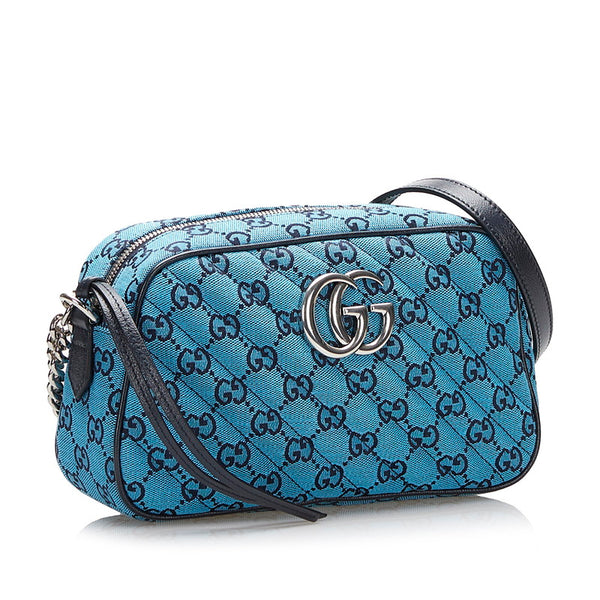 グッチ GGキャンバス マーモント チェーン ショルダーバッグ 447632 ブルー キャンバス レディース GUCCI 【中古】