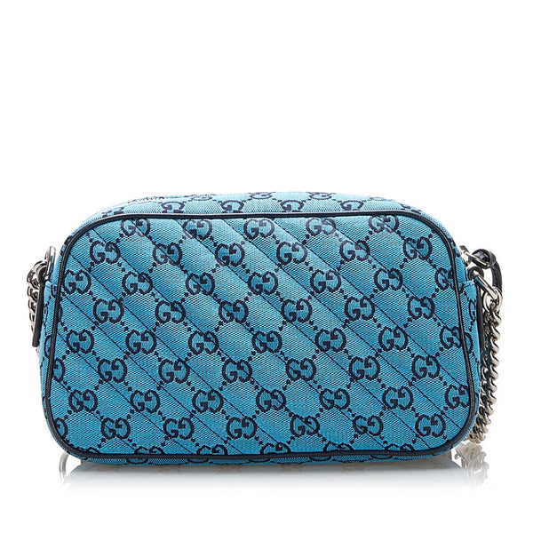 グッチ GGキャンバス マーモント チェーン ショルダーバッグ 447632 ブルー キャンバス レディース GUCCI 【中古】