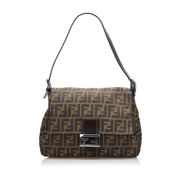フェンディ ズッカ マンマバケット ハンドバッグ 26325 ブラウン キャンバス レザー レディース FENDI 【中古】
