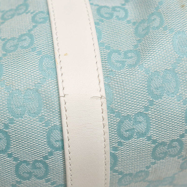 グッチ GGキャンバス ミニボストンバッグ ハンドバッグ 000 0851 ライトブルー ホワイト キャンバス レザー レディース GUCCI 【中古】
