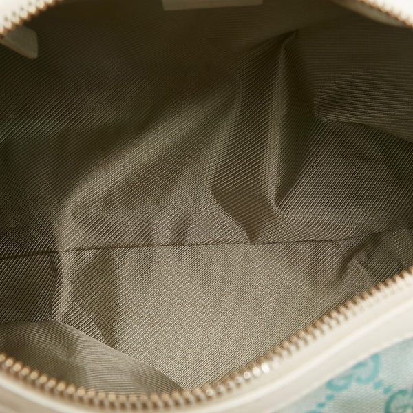 グッチ GGキャンバス ミニボストンバッグ ハンドバッグ 000 0851 ライトブルー ホワイト キャンバス レザー レディース GUCCI 【中古】