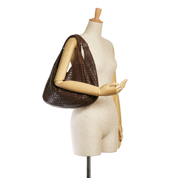 ボッテガヴェネタ イントレチャート セミショルダーバッグ ブラウン レザー レディース BOTTEGAVENETA 【中古】