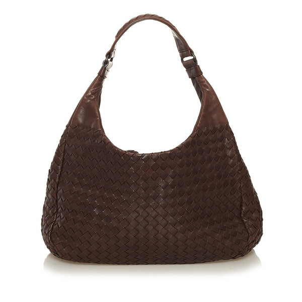 ボッテガヴェネタ イントレチャート セミショルダーバッグ ブラウン レザー レディース BOTTEGAVENETA 【中古】