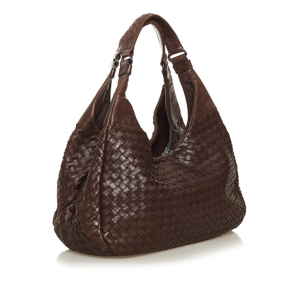 ボッテガヴェネタ イントレチャート セミショルダーバッグ ブラウン レザー レディース BOTTEGAVENETA 【中古】