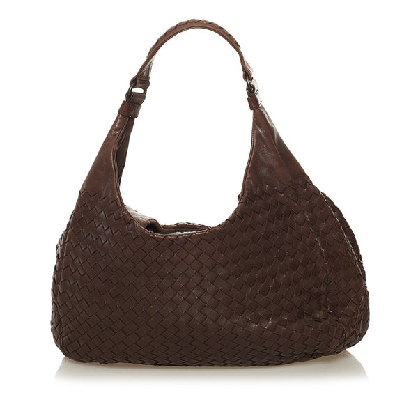 ボッテガヴェネタ イントレチャート セミショルダーバッグ ブラウン レザー レディース BOTTEGAVENETA 【中古】