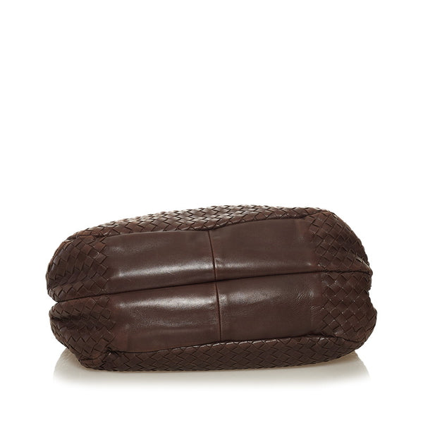 ボッテガヴェネタ イントレチャート セミショルダーバッグ ブラウン レザー レディース BOTTEGAVENETA 【中古】