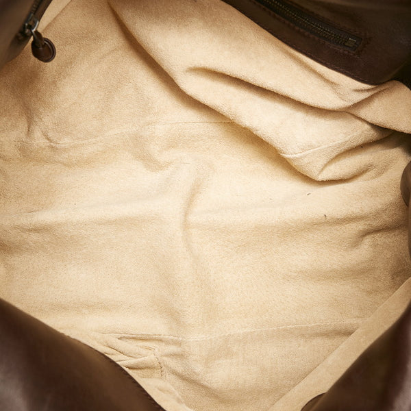 ボッテガヴェネタ イントレチャート セミショルダーバッグ ブラウン レザー レディース BOTTEGAVENETA 【中古】