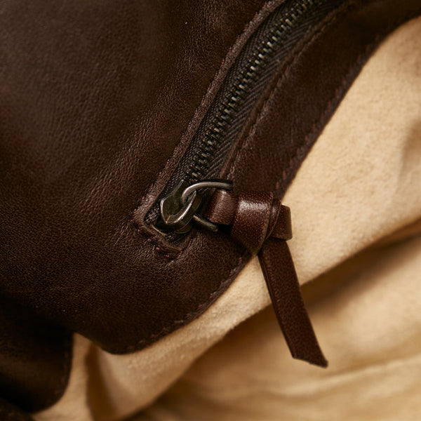 ボッテガヴェネタ イントレチャート セミショルダーバッグ ブラウン レザー レディース BOTTEGAVENETA 【中古】