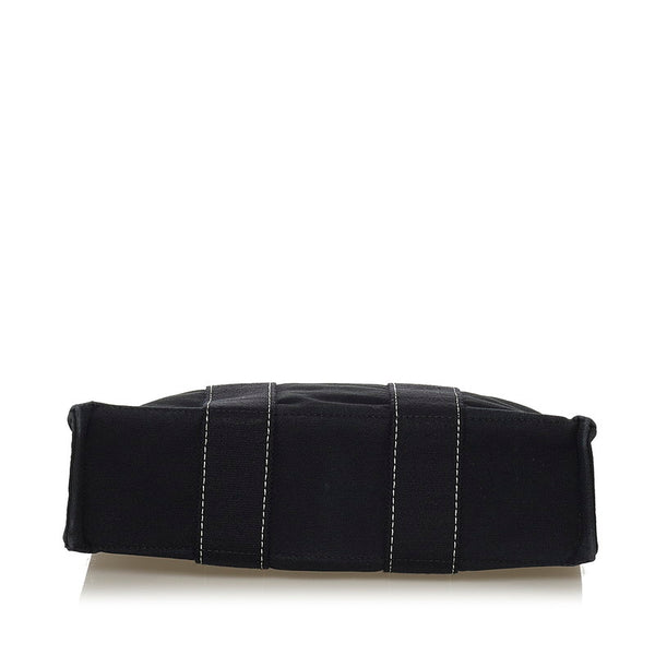 エルメス ドーヴィルPM ハンドバッグ ブラック キャンバス レディース HERMES 【中古】