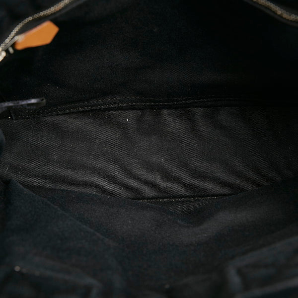 エルメス ドーヴィルPM ハンドバッグ ブラック キャンバス レディース HERMES 【中古】