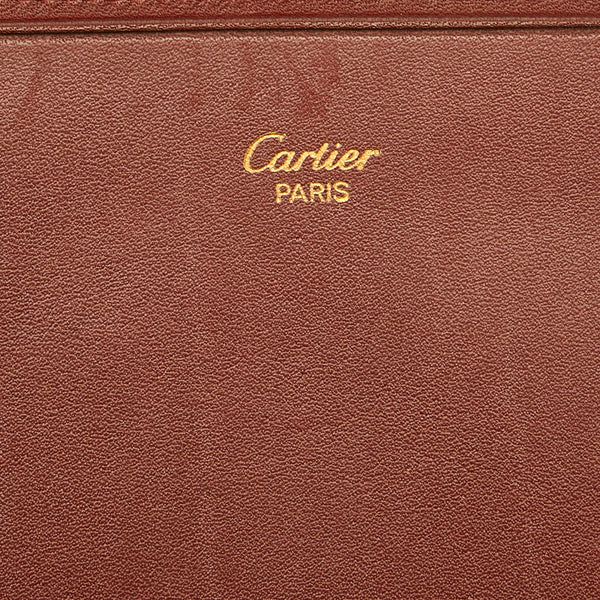 カルティエ マストライン  二つ折り長財布 ワインレッド レザー レディース CARTIER 【中古】