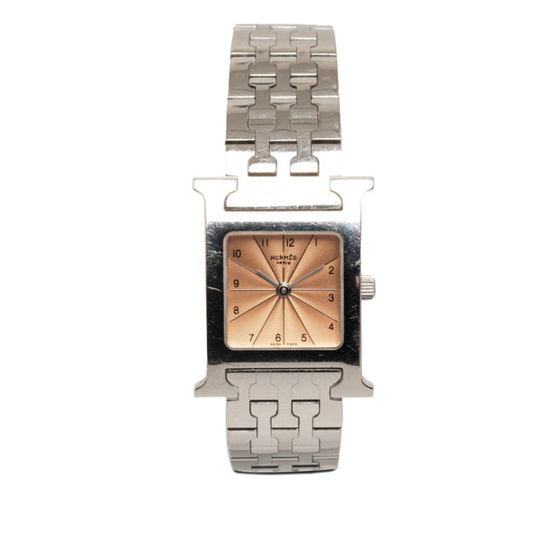 エルメス Hウォッチ 腕時計 HH1.210 クオーツ オレンジ文字盤 ステンレススチール レディース HERMES 【中古】