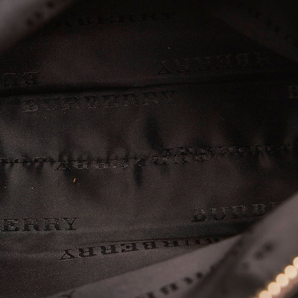 バーバリー ノバチェック ハンドバッグ ベージュ ブラック レザー キャンバス レディース BURBERRY 【中古】