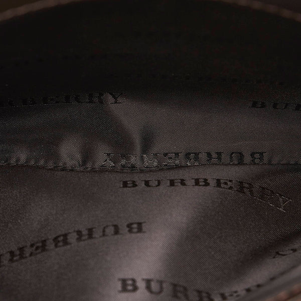 バーバリー ノバチェック ハンドバッグ ベージュ ブラック レザー キャンバス レディース BURBERRY 【中古】