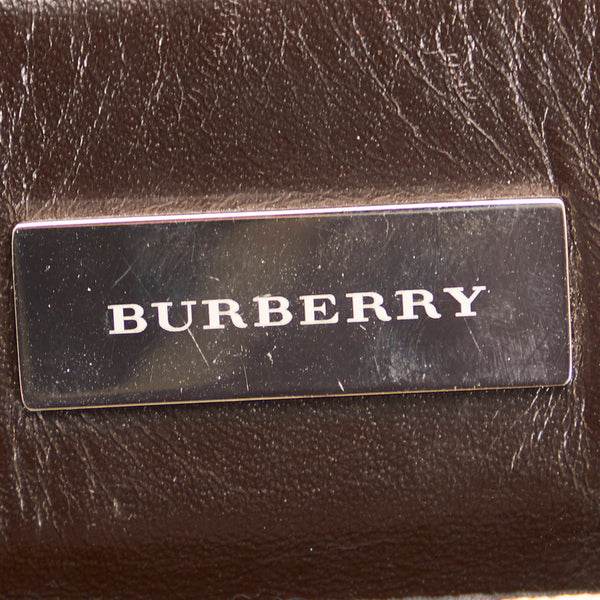 バーバリー ノバチェック ハンドバッグ ベージュ ブラック レザー キャンバス レディース BURBERRY 【中古】