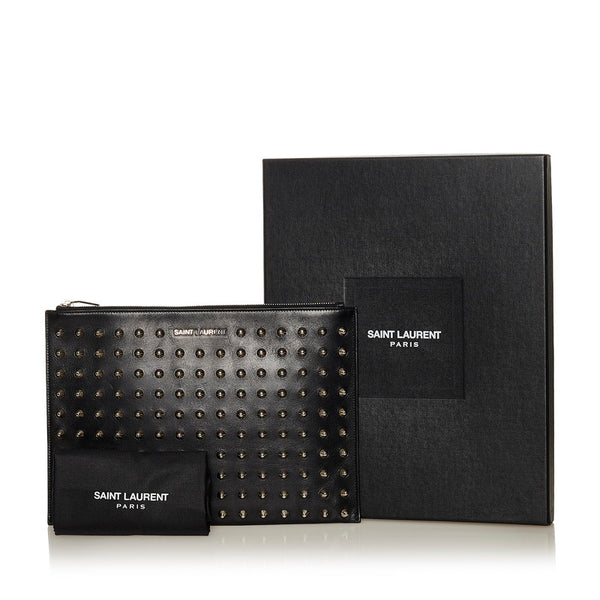 サンローラン スタッズ クラッチバッグ ブラック レザー メンズ SAINT LAURENT 【中古】