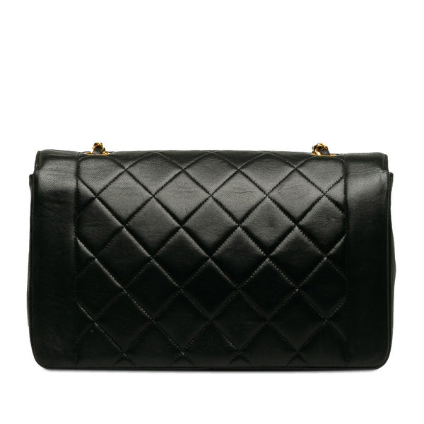 シャネル マトラッセ ダイアナ チェーン ショルダーバッグ ブラック ゴールド ラムスキン レディース CHANEL 【中古】