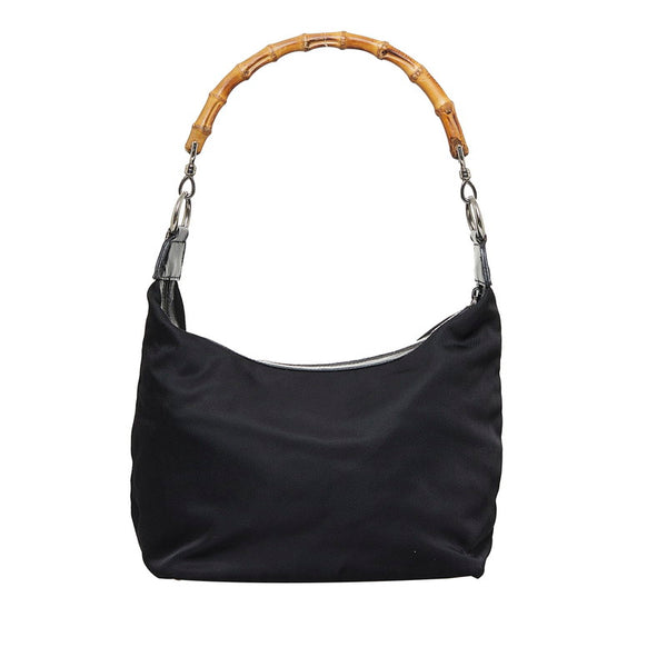 グッチ バンブー ハンドバッグ ショルダーバッグ 000 1998 ブラック ナイロン レザー レディース GUCCI 【中古】