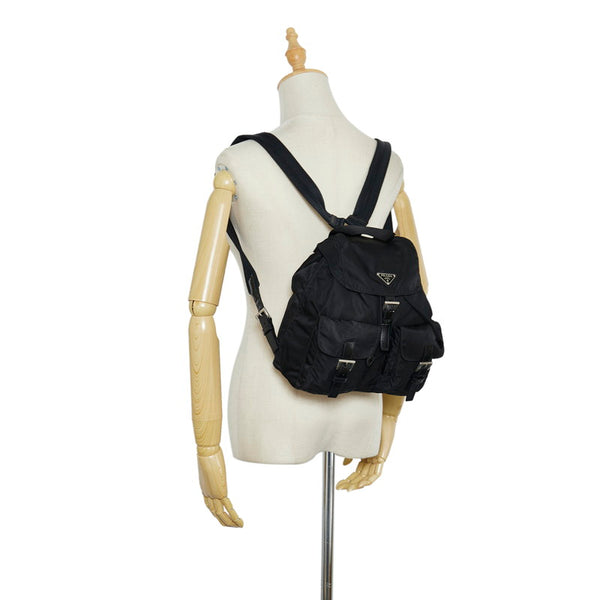 プラダ リュックサック バックパック ブラック ナイロン レザー レディース PRADA 【中古】