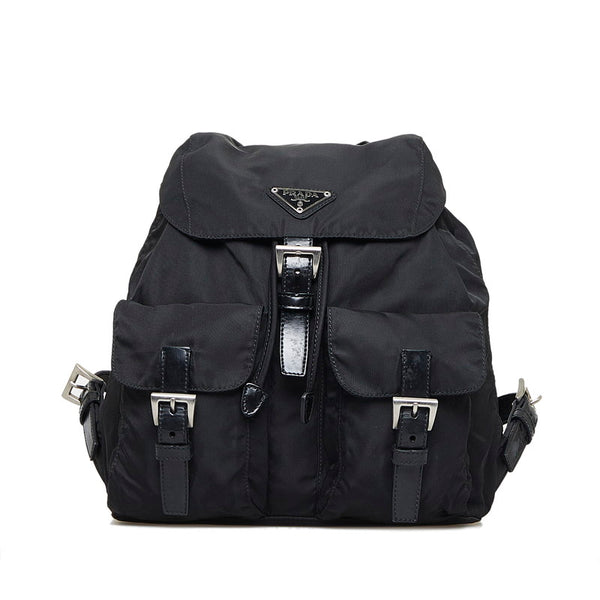プラダ リュックサック バックパック ブラック ナイロン レザー レディース PRADA 【中古】