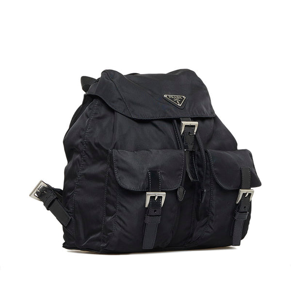 プラダ リュックサック バックパック ブラック ナイロン レザー レディース PRADA 【中古】