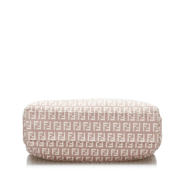 フェンディ ズッキーノ ハンドバッグ 8BH132 ベージュ ピンク キャンバス レザー レディース FENDI 【中古】