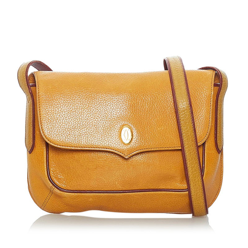 カルティエ マスト マスタード ボルドー レザー 斜め掛け ショルダーバッグ レディース CARTIER 【中古】