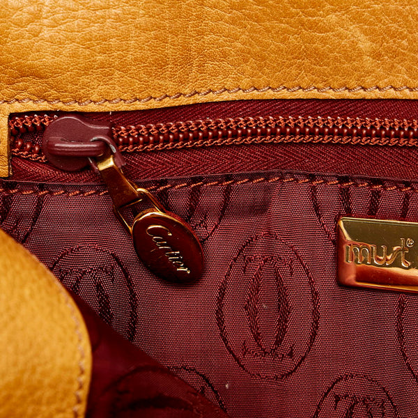 カルティエ マスト マスタード ボルドー レザー 斜め掛け ショルダーバッグ レディース CARTIER 【中古】