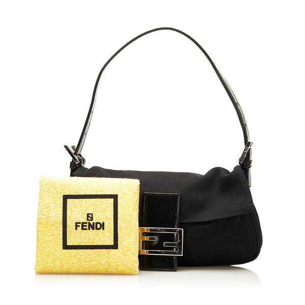 フェンディ マンマバケット ハンドバッグ ワンショルダーバッグ 2321 26424 ブラック コットン レザー レディース FENDI 【中古】