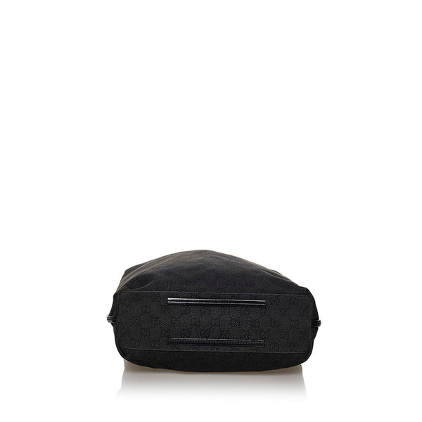 グッチ GGキャンバス 101341 ブラック キャンバス レザー 肩掛け ショルダーバッグ レディース GUCCI 【中古】