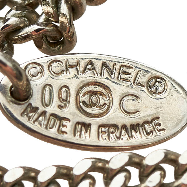 シャネル シルバー メタル ココマーク ラインストーン ネックレス レディース CHANEL 【中古】