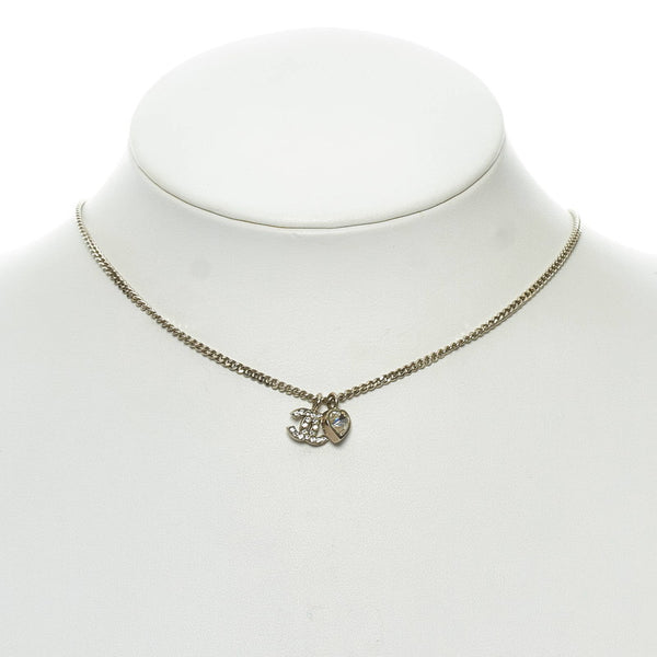 シャネル シルバー メタル ココマーク ラインストーン ネックレス レディース CHANEL 【中古】