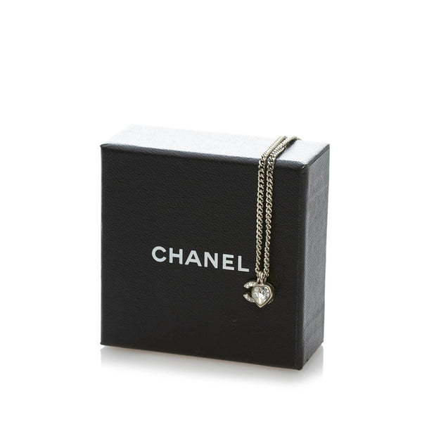 シャネル シルバー メタル ココマーク ラインストーン ネックレス レディース CHANEL 【中古】