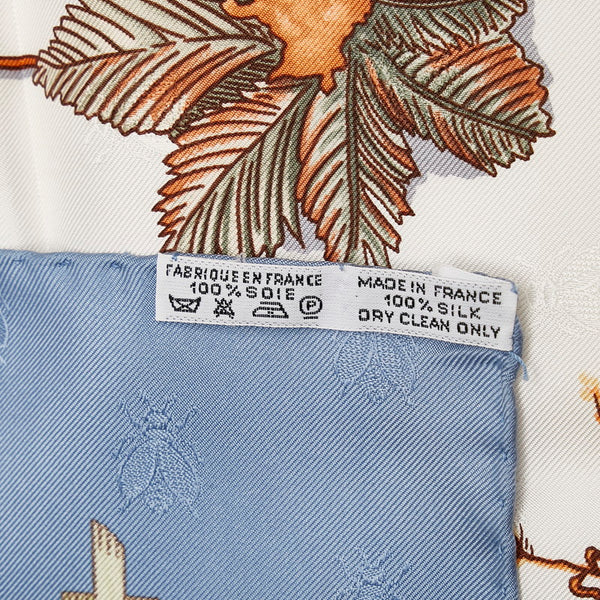 エルメス カレ90 Herbier de Gavarnie ガヴァルニー圏谷の押し花 スカーフ ライトブルー マルチカラー シルク レディース HERMES 【中古】
