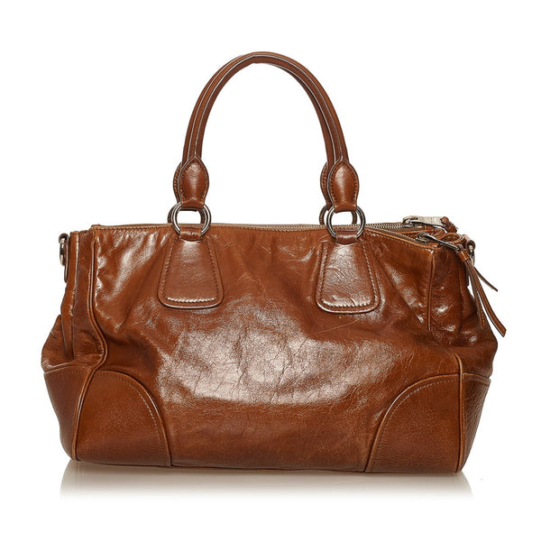 ミュウミュウ ハンドバッグ ショルダーバッグ 2WAY 5BA091 ブラウン レザー レディース MIUMIU 【中古】