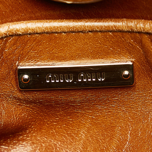 ミュウミュウ ハンドバッグ ショルダーバッグ 2WAY 5BA091 ブラウン レザー レディース MIUMIU 【中古】