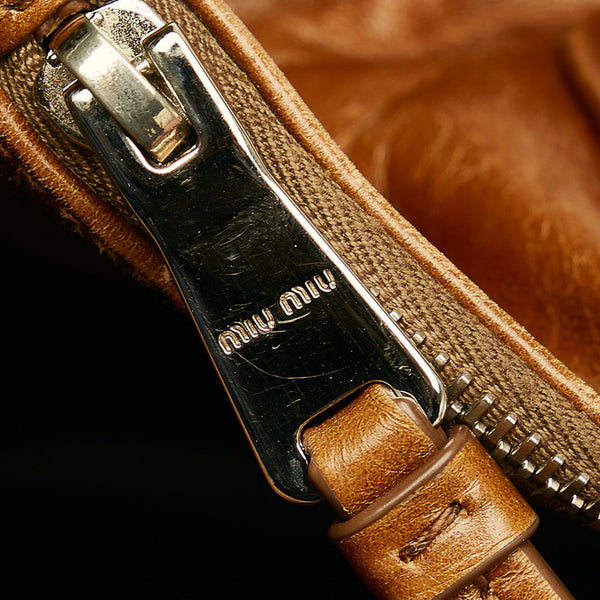 ミュウミュウ ハンドバッグ ショルダーバッグ 2WAY 5BA091 ブラウン レザー レディース MIUMIU 【中古】