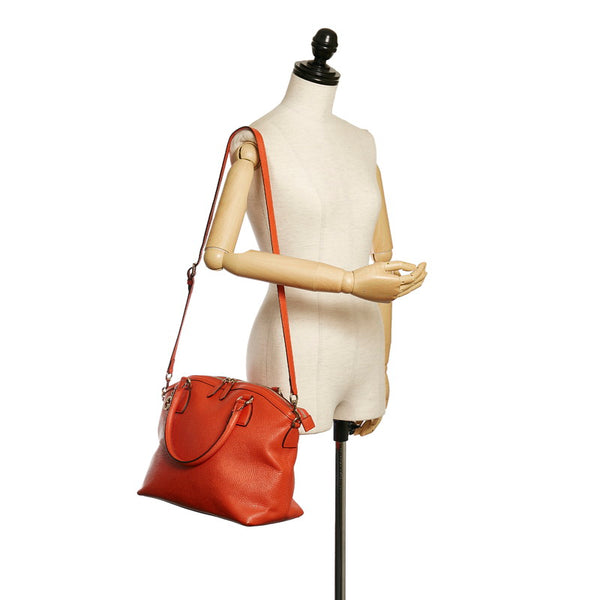 グッチ インターロッキングG ハンドバッグ ショルダーバッグ 2WAY 449651 オレンジ レザー レディース GUCCI 【中古】