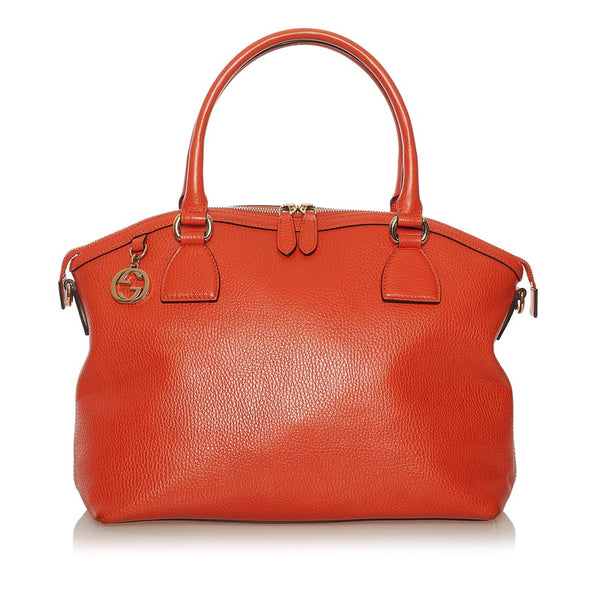 グッチ インターロッキングG ハンドバッグ ショルダーバッグ 2WAY 449651 オレンジ レザー レディース GUCCI 【中古】