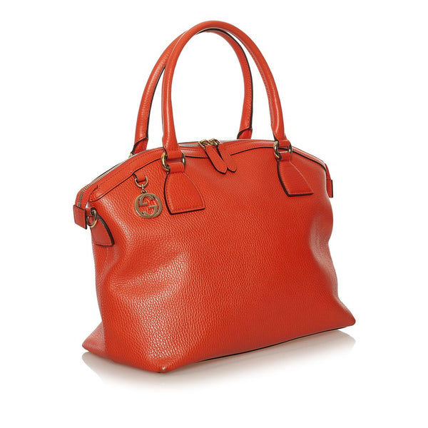 グッチ インターロッキングG ハンドバッグ ショルダーバッグ 2WAY 449651 オレンジ レザー レディース GUCCI 【中古】
