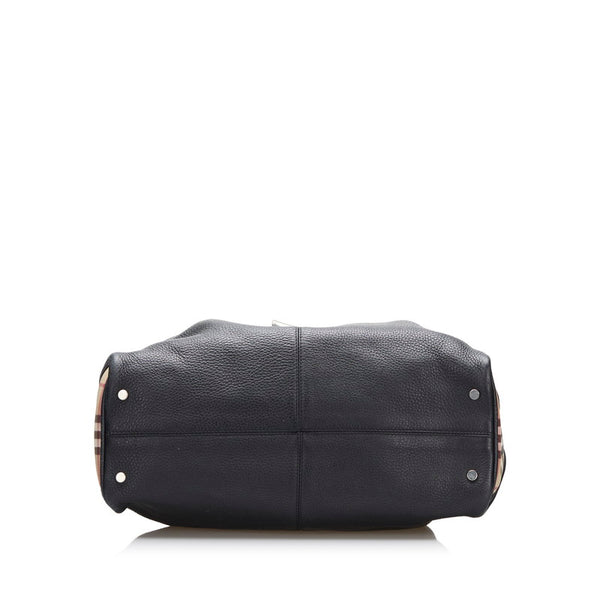 バーバリー ノバチェック ハンドバッグ トートバッグ  ブラック レザー レディース BURBERRY 【中古】