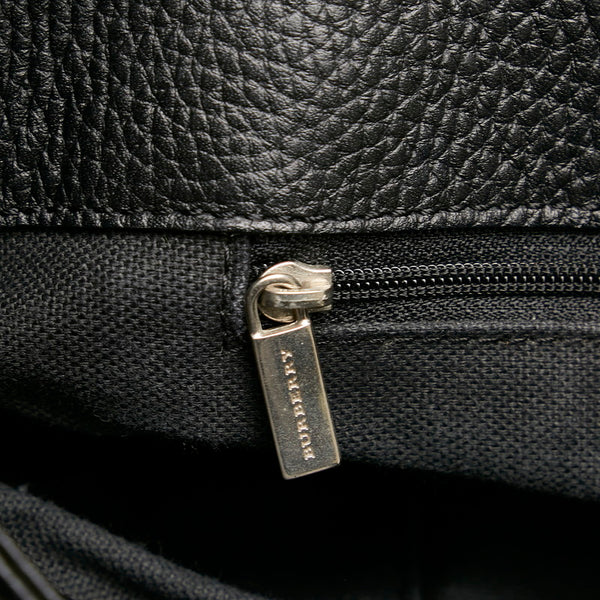 バーバリー ノバチェック ハンドバッグ トートバッグ  ブラック レザー レディース BURBERRY 【中古】