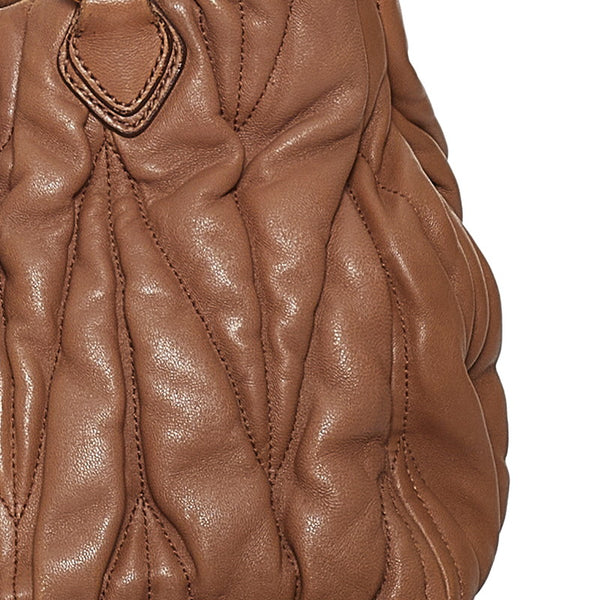 ミュウミュウ マテラッセ ハンドバッグ ショルダーバッグ 2WAY ブラウン レザー レディース MIUMIU 【中古】