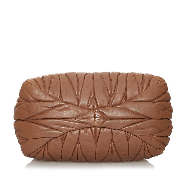 ミュウミュウ マテラッセ ハンドバッグ ショルダーバッグ 2WAY ブラウン レザー レディース MIUMIU 【中古】