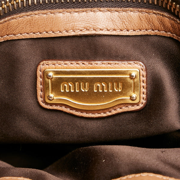 ミュウミュウ マテラッセ ハンドバッグ ショルダーバッグ 2WAY ブラウン レザー レディース MIUMIU 【中古】