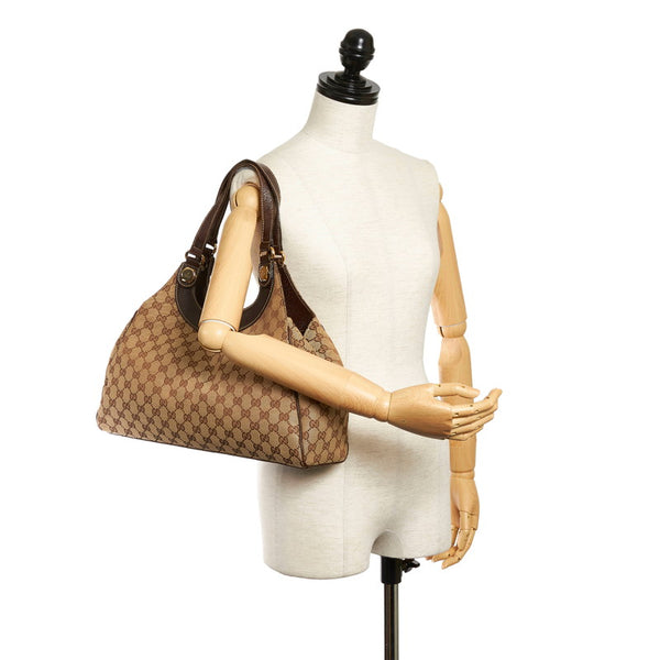 グッチ GGキャンバス 154981 ベージュ ブラウン キャンバス レザー ショルダーバッグ レディース GUCCI 【中古】