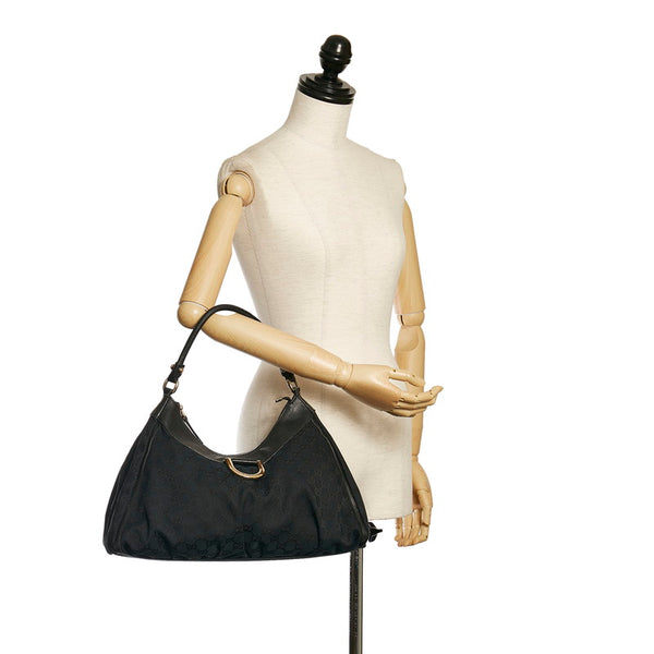 グッチ GGキャンバス アビー ワンショルダーバッグ 189833 ブラック キャンバス レザー レディース GUCCI 【中古】